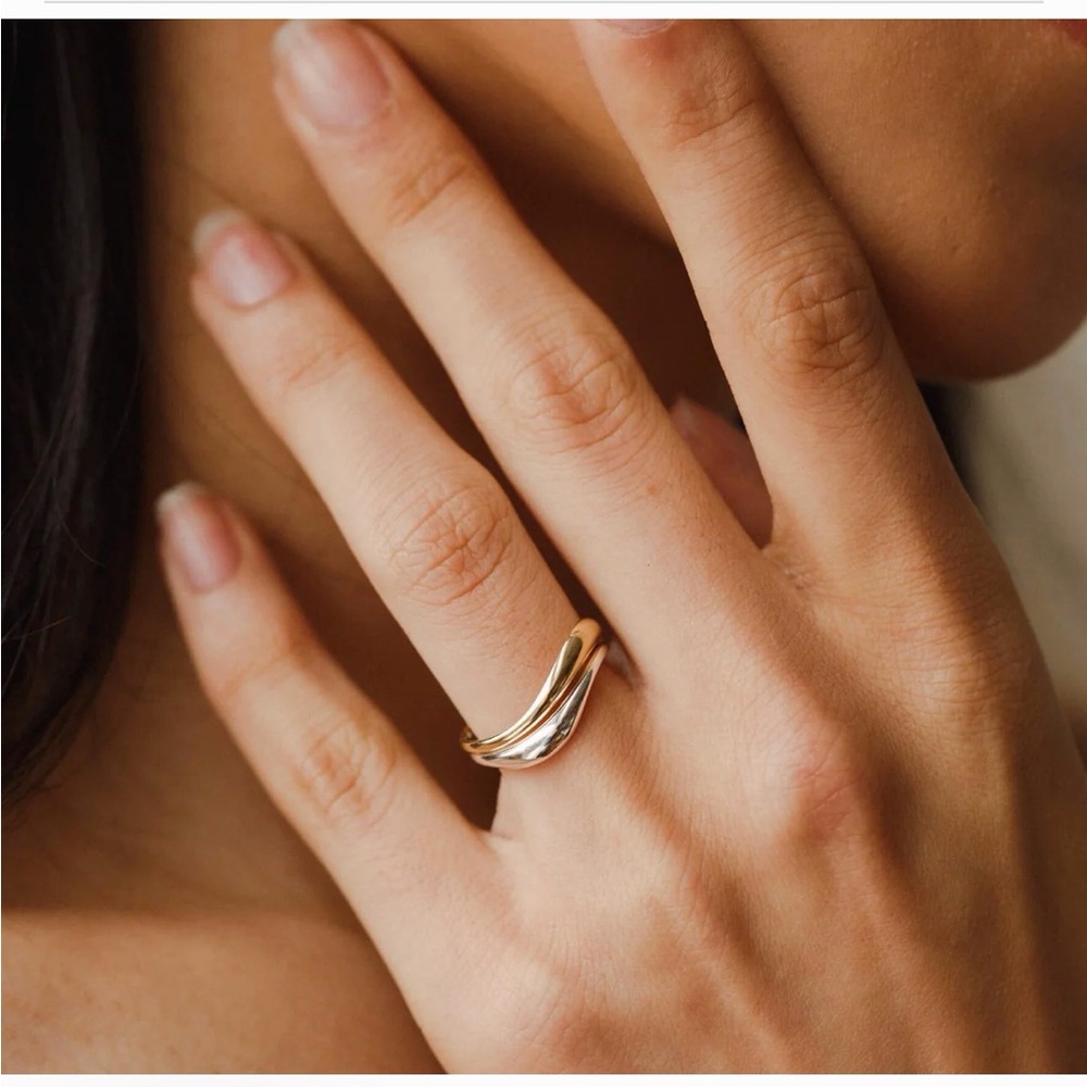 GLDN Flow Ring Set (Gold Vermeil & Sterling Silver) - Set of 2 rings (size 5)
